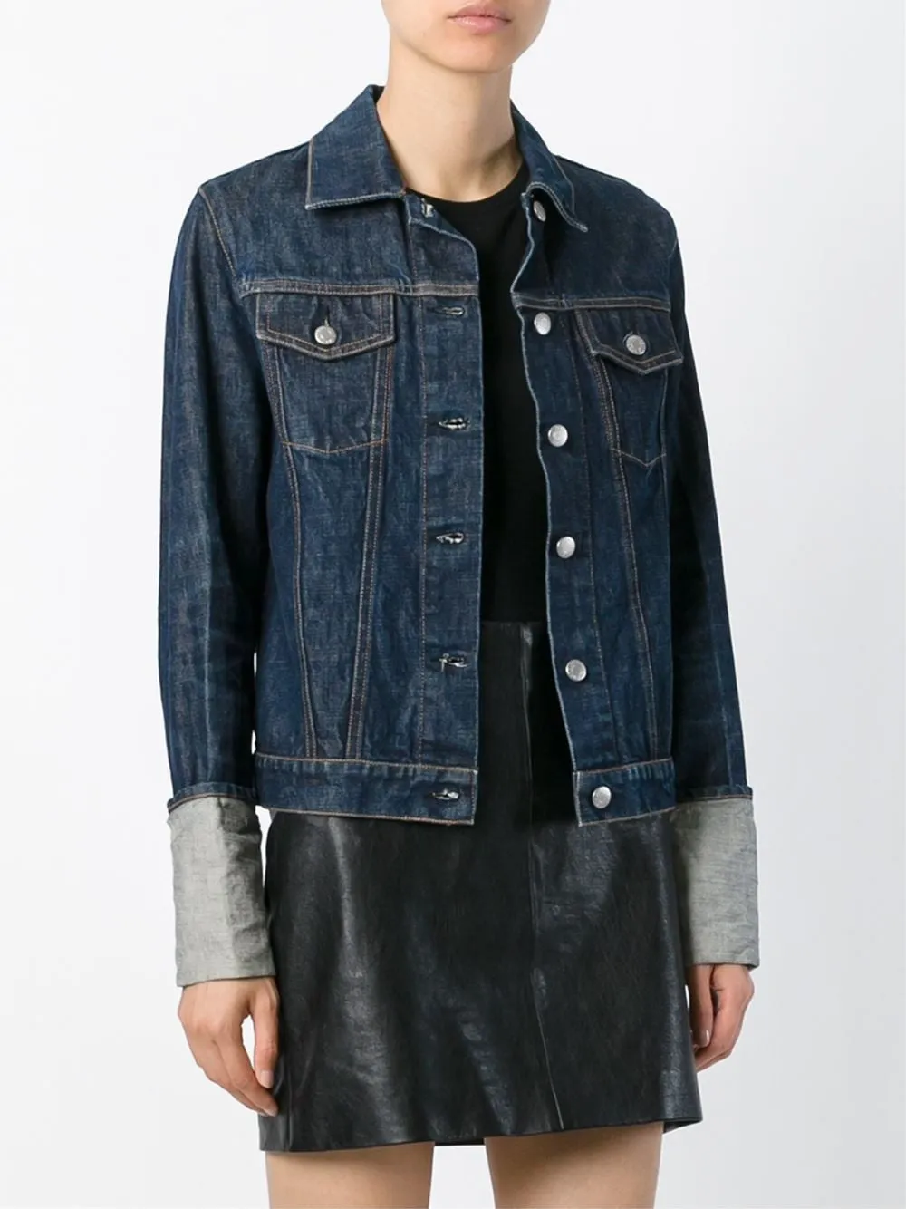 2000 Raw Denim Classic 2-Pocket Jacket with Turn Up Sleeves