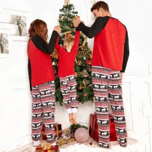 2pcs Autumn Family Clothes Christmas Elk Long Sleeve T-shirt Pants Homewear