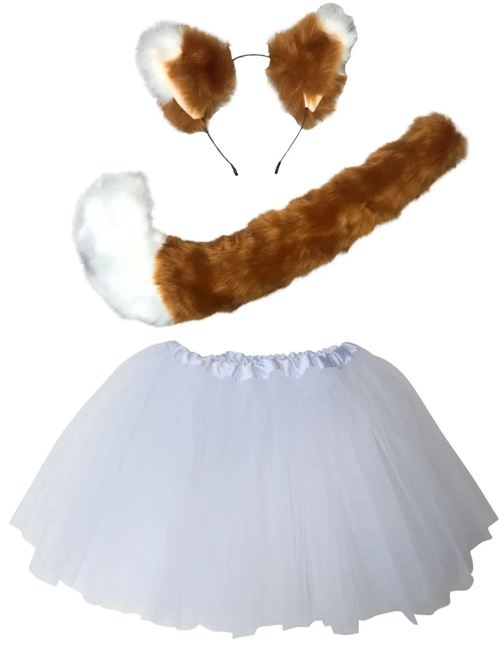 Adult Orange Fox Costume - Tutu Skirt, Headband, & Tail Set for Adult or Plus Size