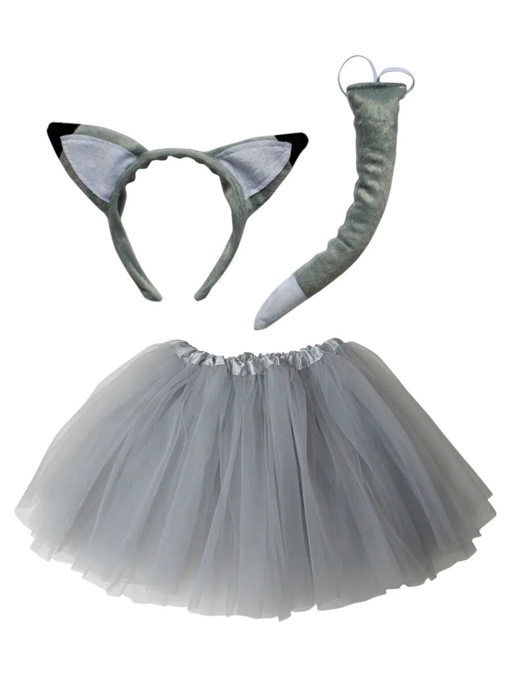 Adult Wolf Costume or Gray Fox Costume - Tutu Skirt, Tail, & Headband Set for Adult or Plus Size