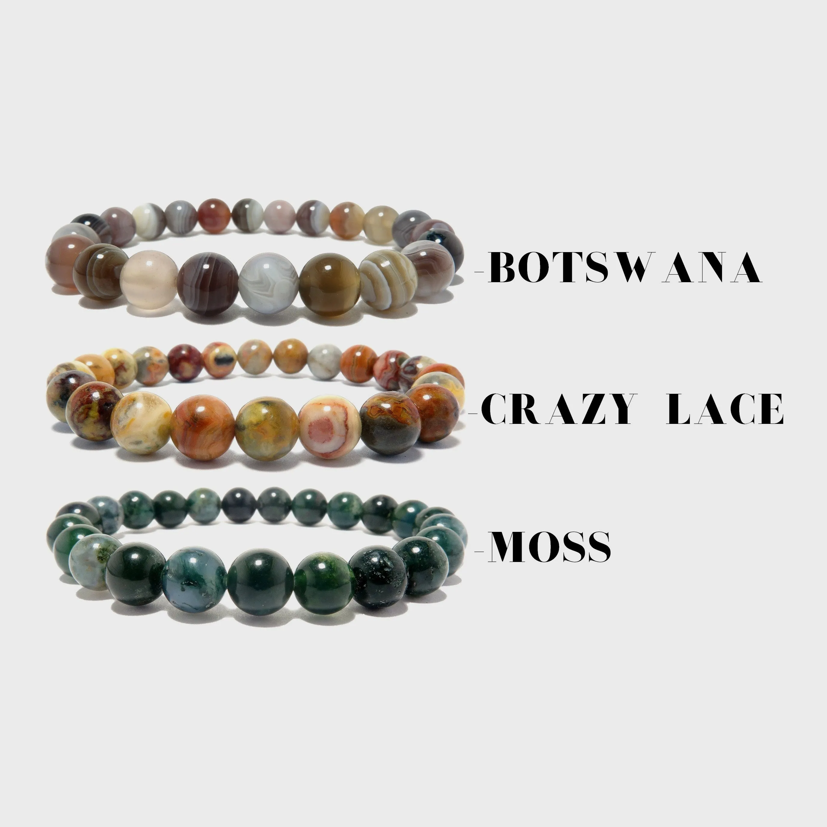 Agate Bracelet Set Botswana Crazy Lace Moss