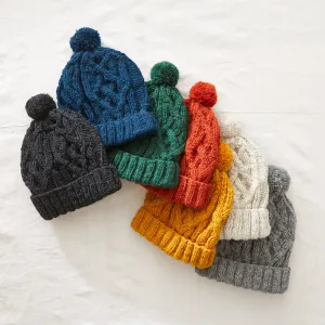 AJAY Unisex Cable Knit Wool Bobble Hat (WS)