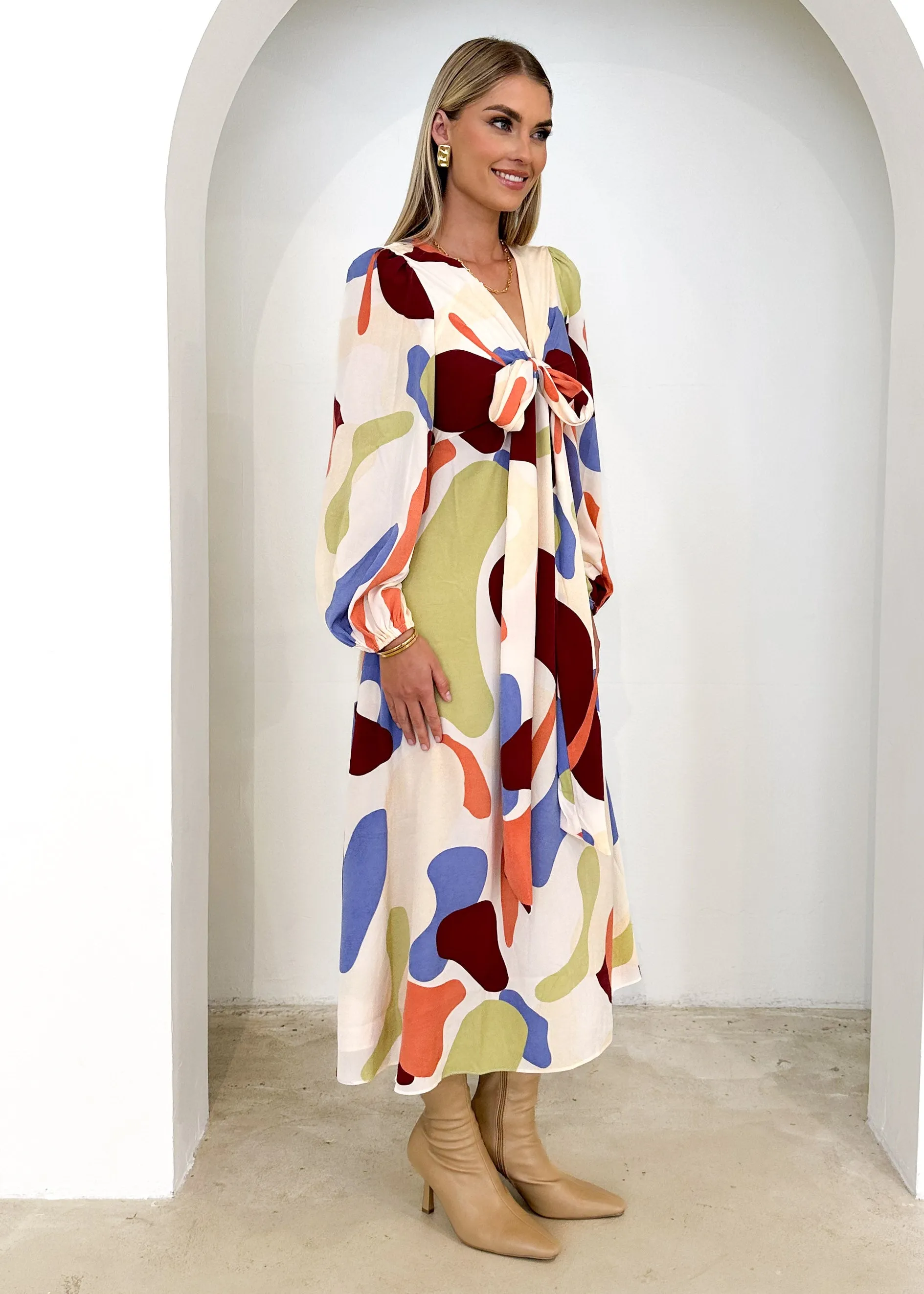 Aubria Midi Dress - Acai Abstract