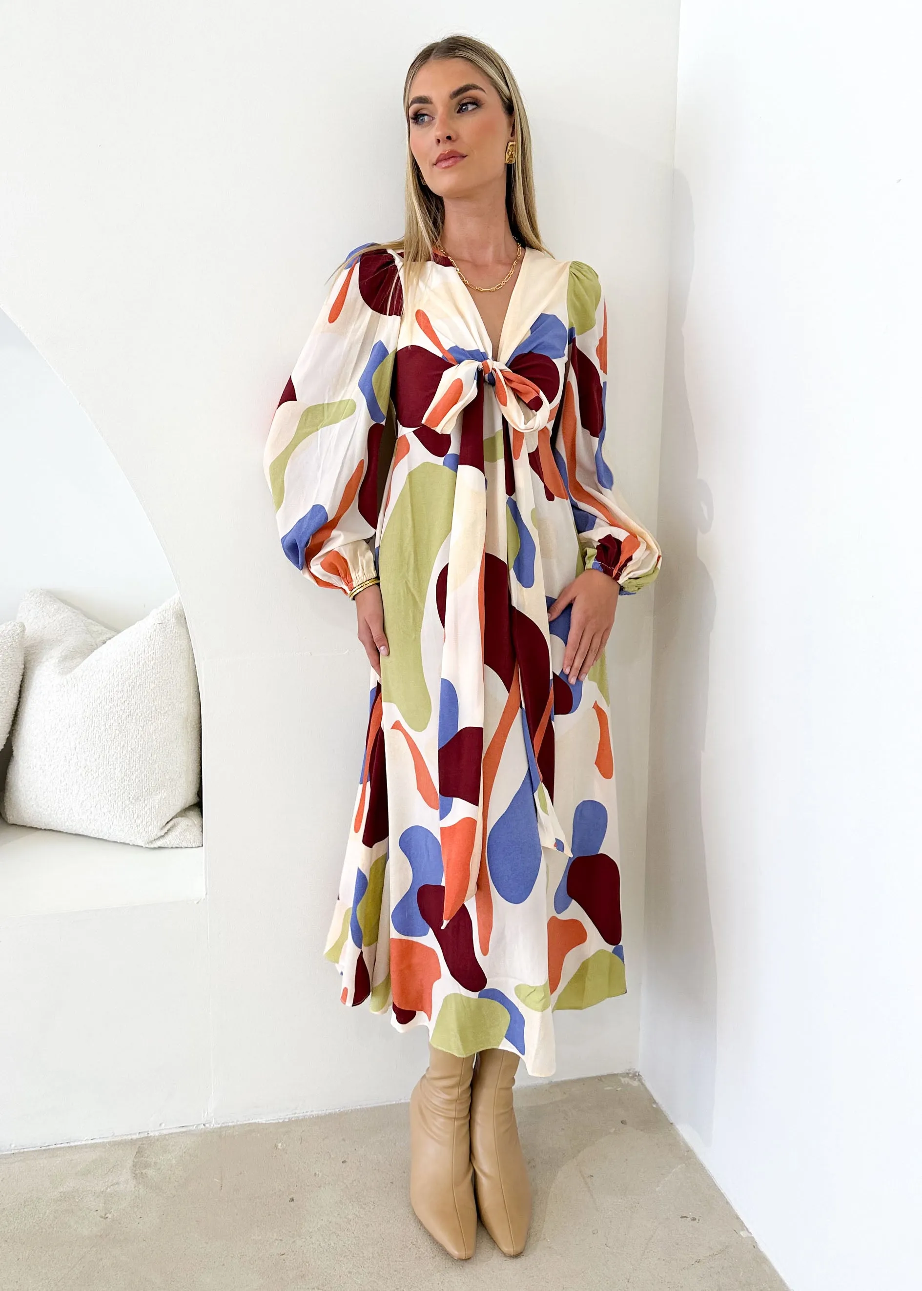 Aubria Midi Dress - Acai Abstract