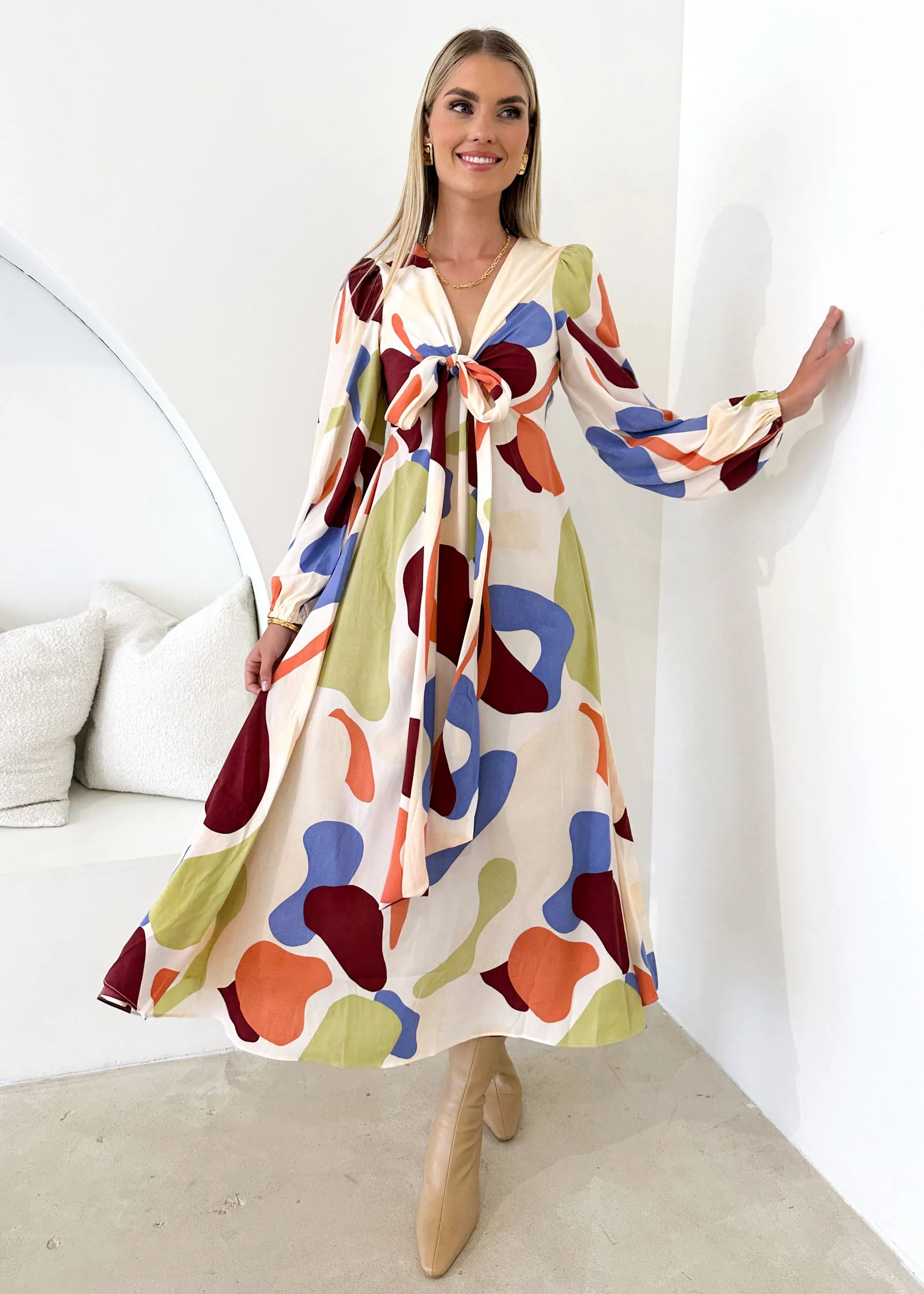 Aubria Midi Dress - Acai Abstract