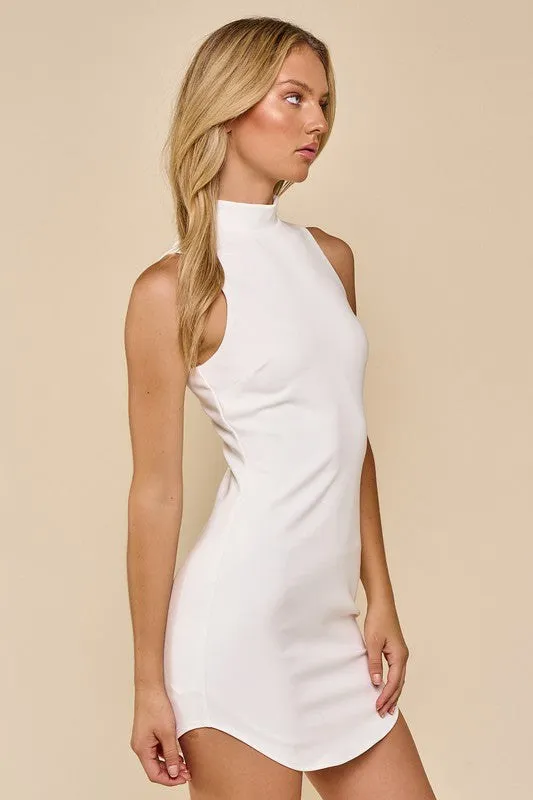 August Mock Neck Dress Off White