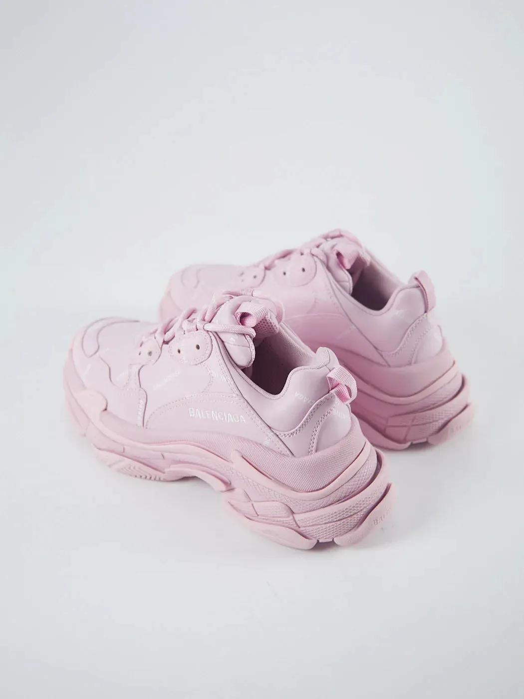 Balenciaga Logo Triple S Trainers (Pink)