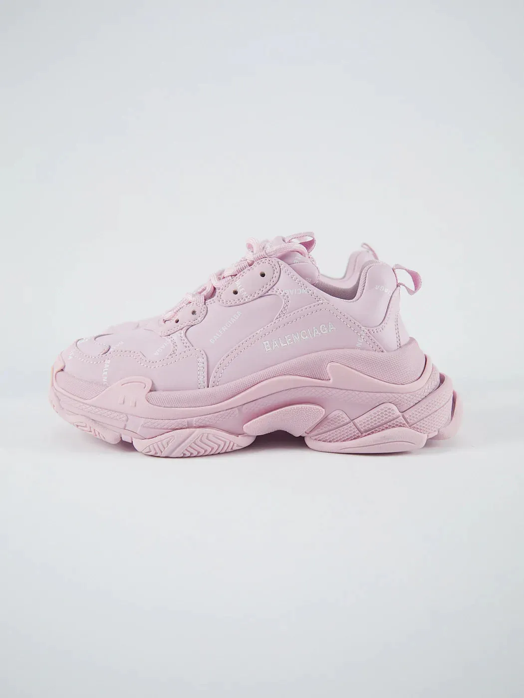 Balenciaga Logo Triple S Trainers (Pink)