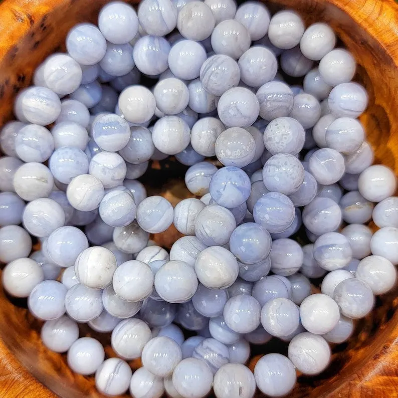 Blue Lace Agate Bead Bracelet 8mm