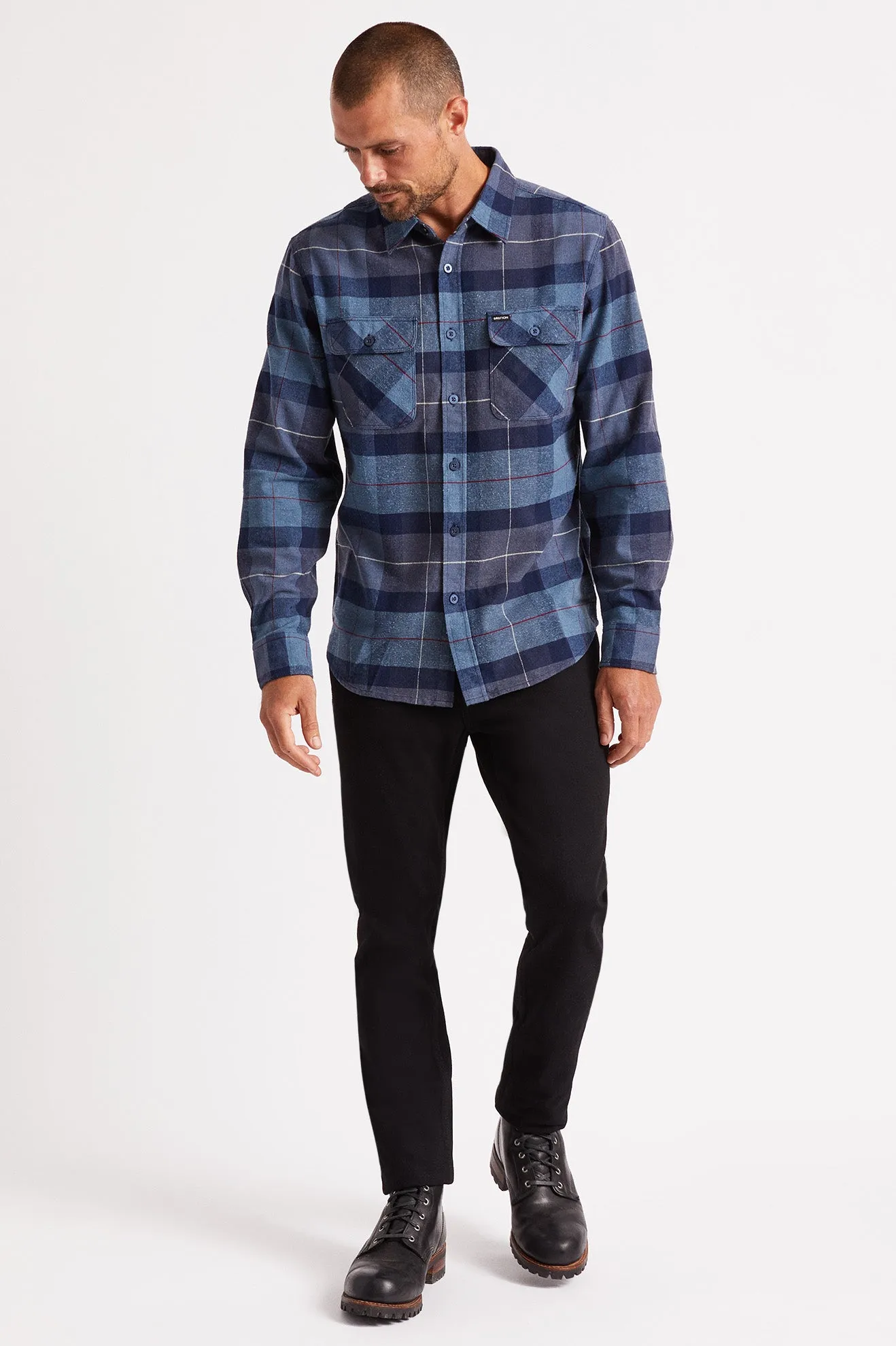 Bowery L/S Flannel - Navy/Carolina Blue