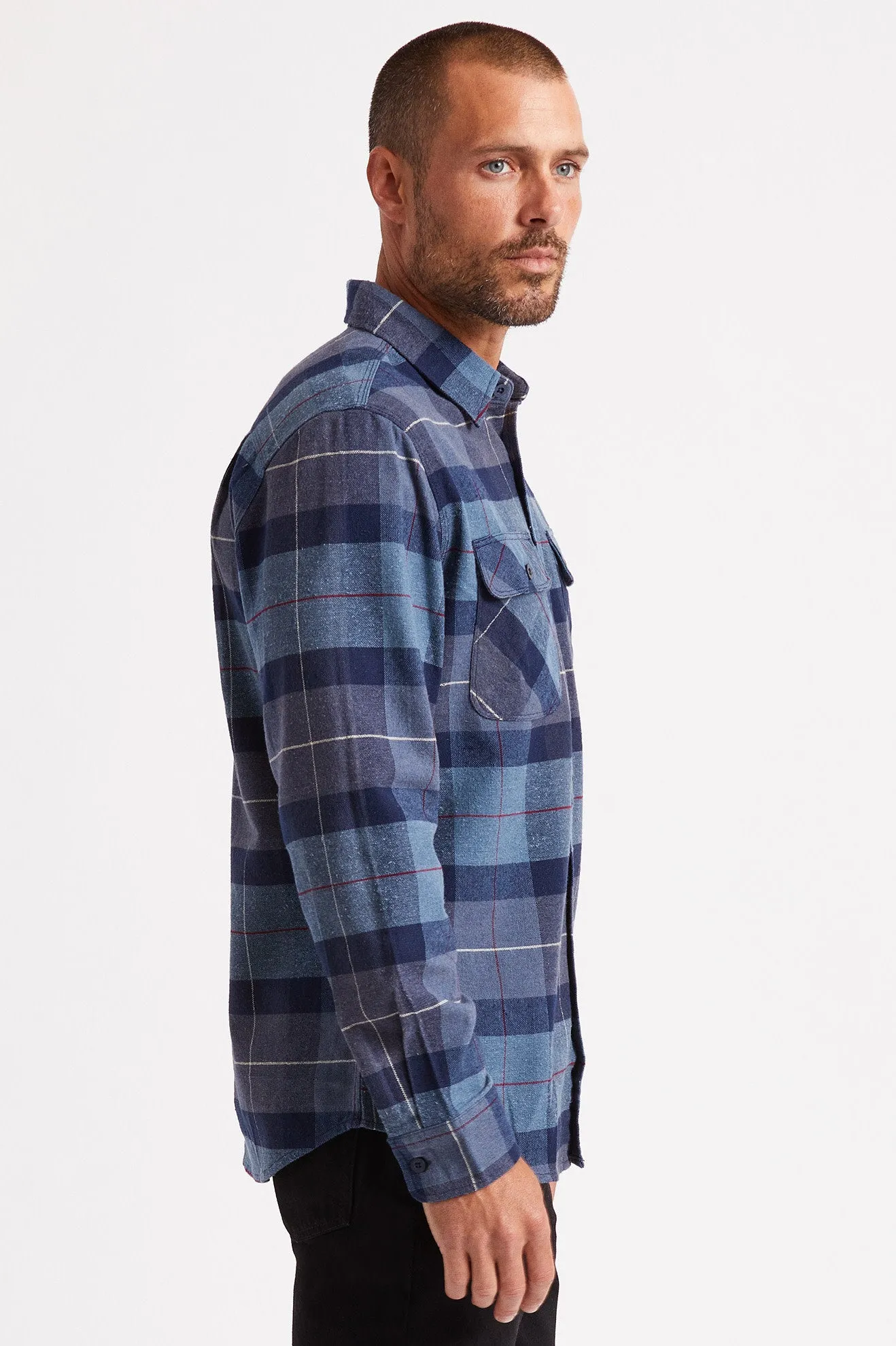 Bowery L/S Flannel - Navy/Carolina Blue