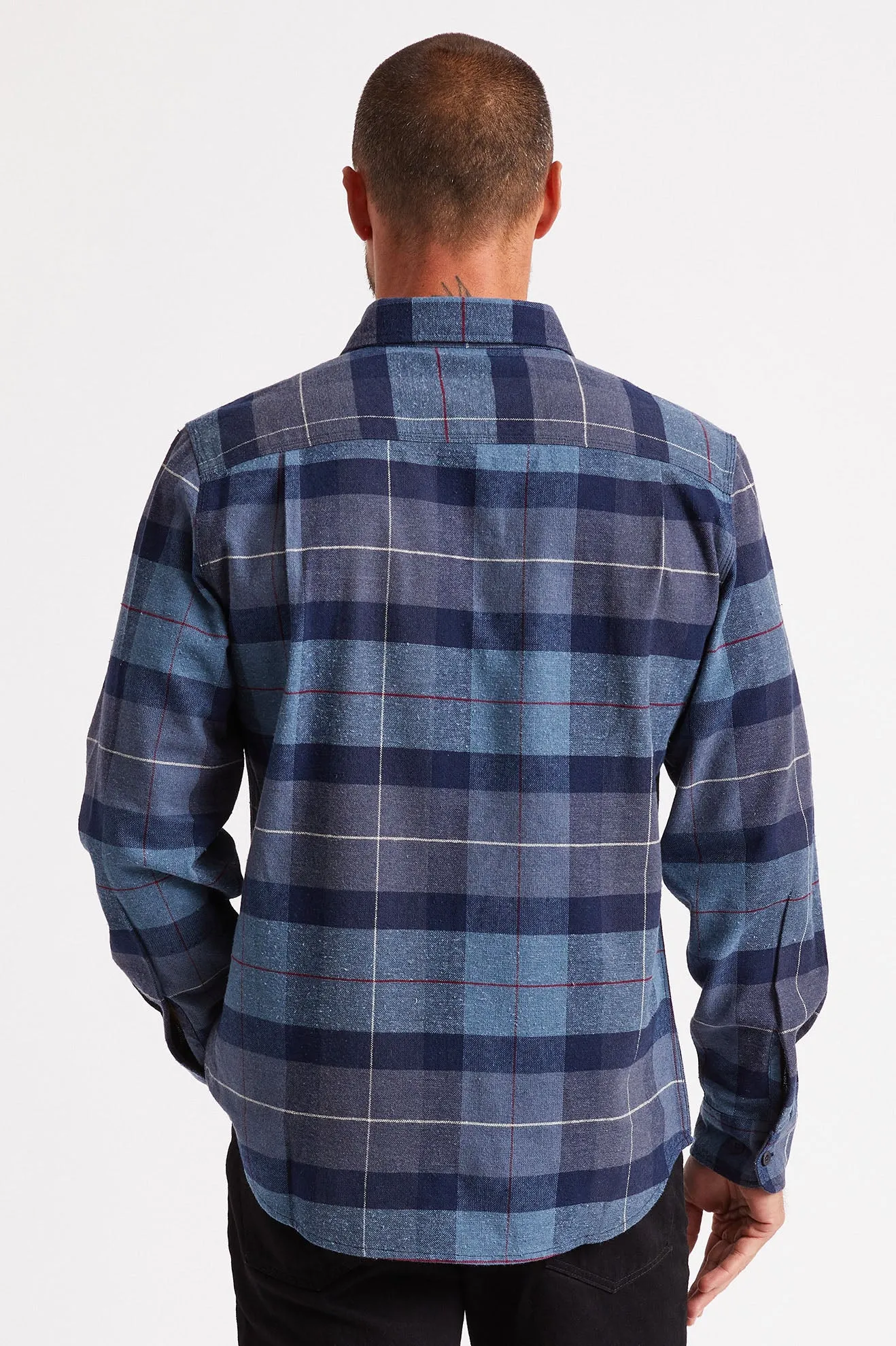 Bowery L/S Flannel - Navy/Carolina Blue