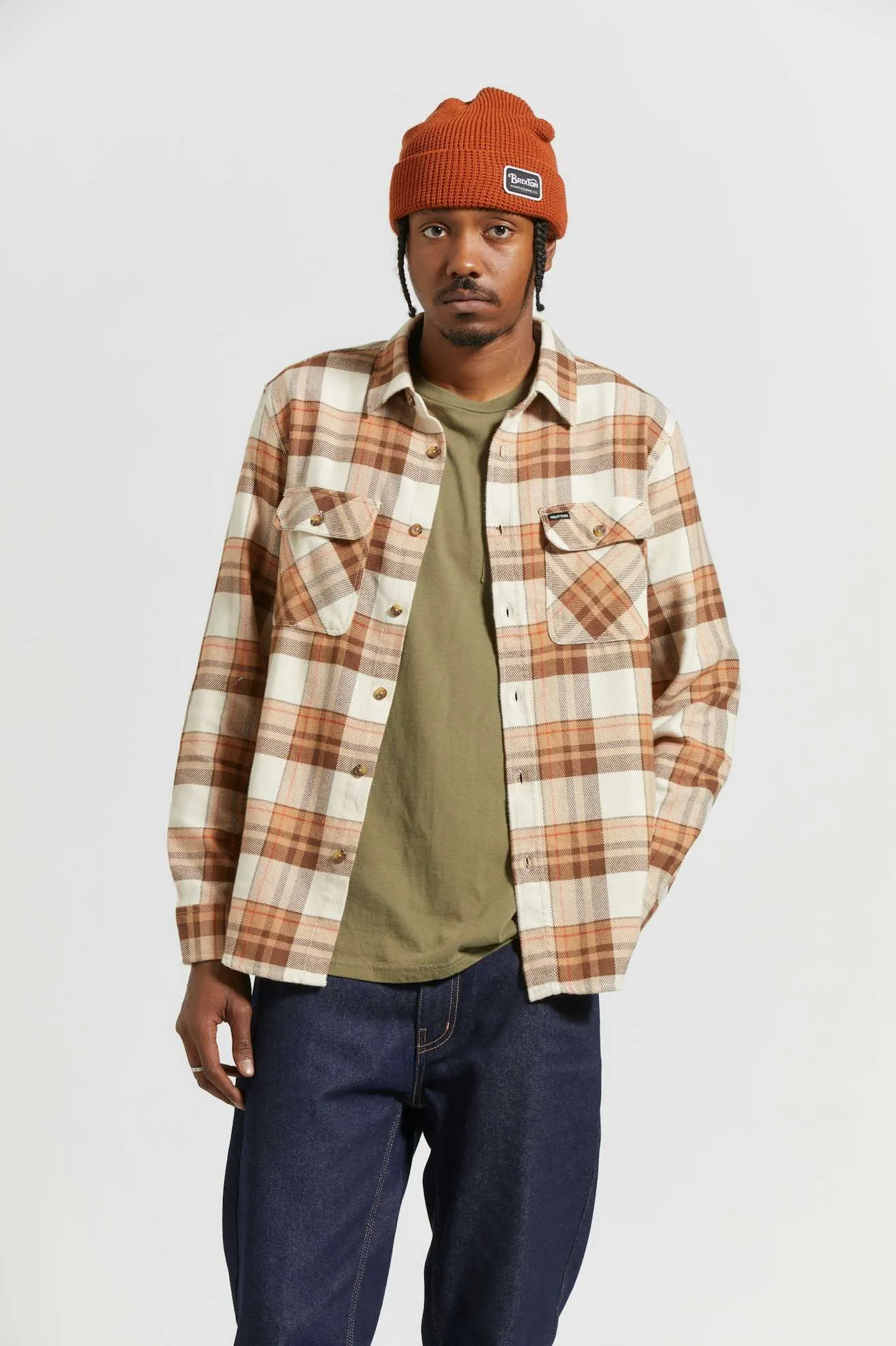 Bowery L/S Flannel - Whitecap/Pinecone Brown/Burro Brown