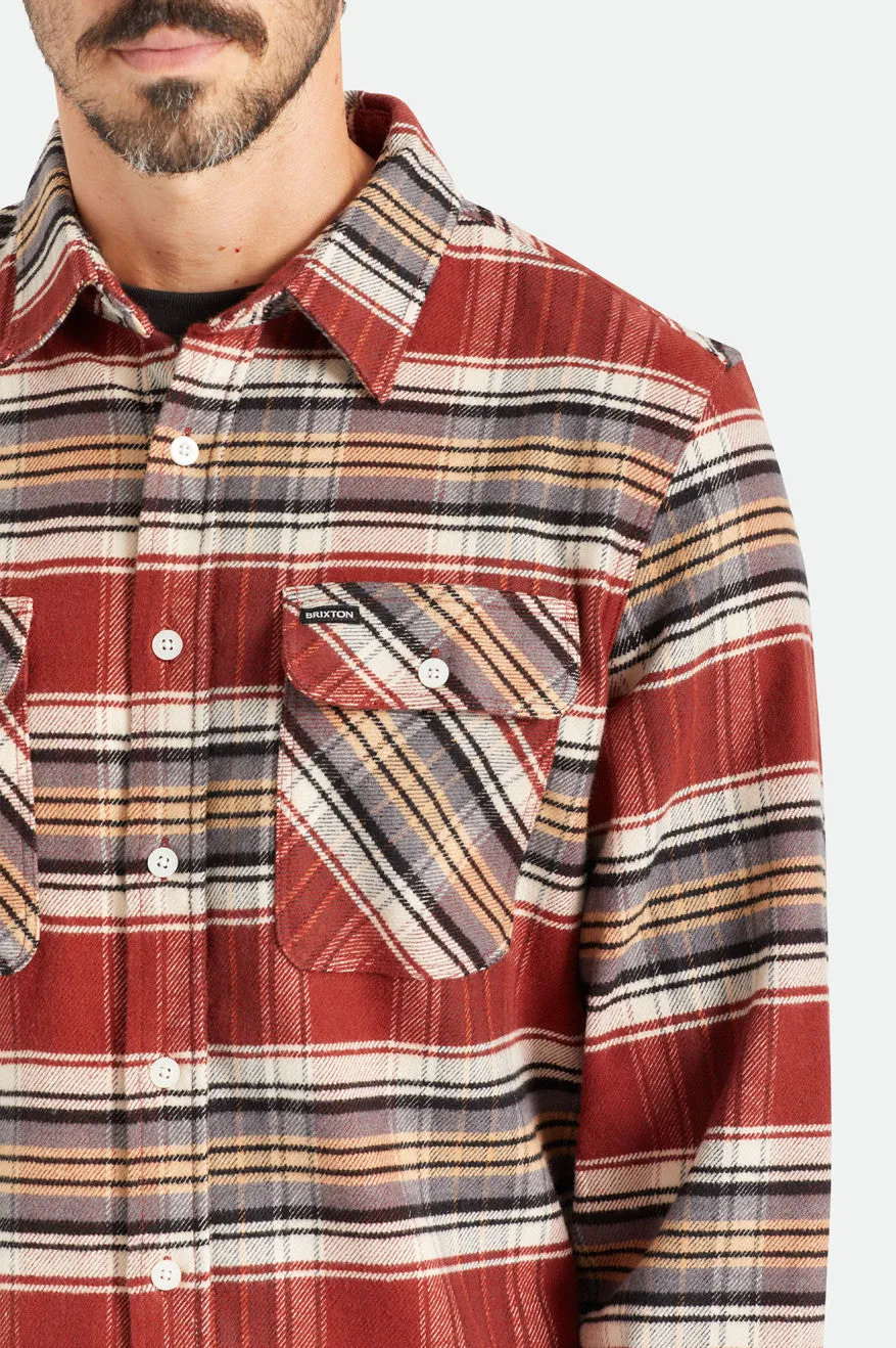 Bowery Stretch L/S Utility Flannel - Burnt Henna/Bright Gold/Black