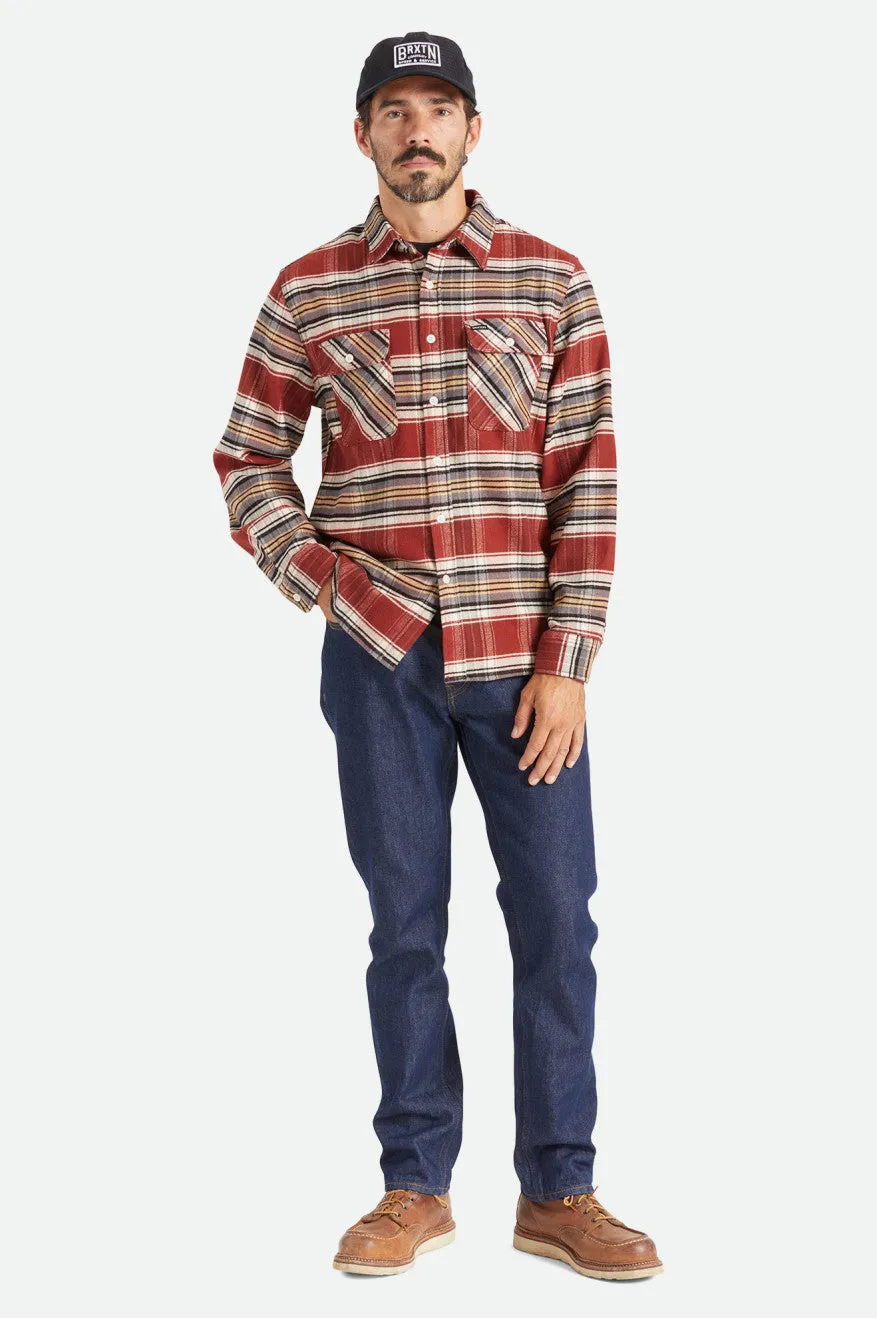 Bowery Stretch L/S Utility Flannel - Burnt Henna/Bright Gold/Black