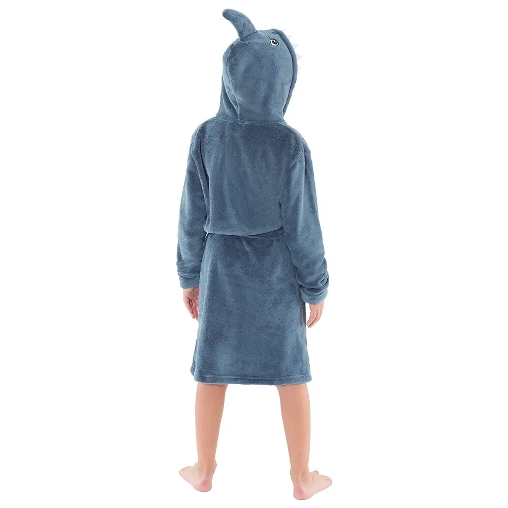 Boys Shark Grey & Red Dressing Gown