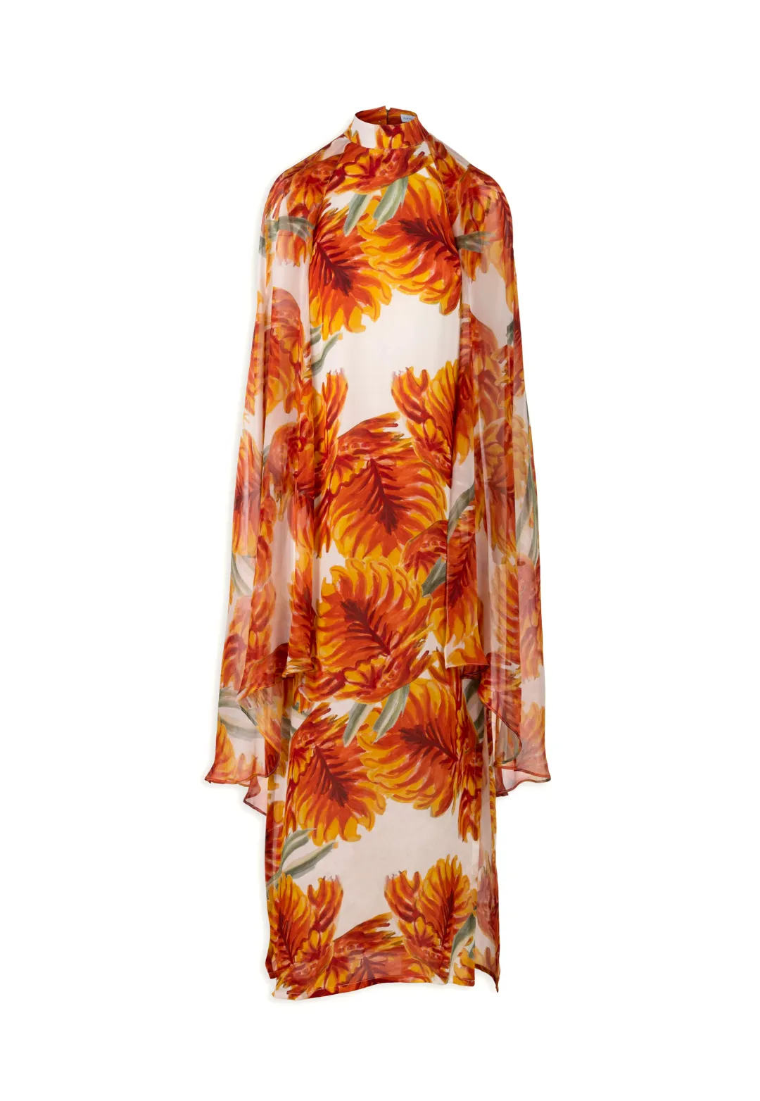 Camille Silk Dress in Fire Palm