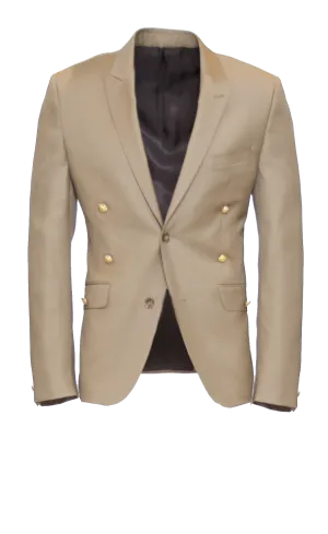 CARAMEL FITTED 2-BUTTON SINGLE BREASTED WOOL SUIT JACKET W/ GOLD HARDWARE