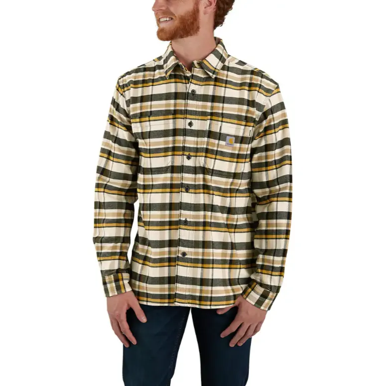 Carhartt Mens Rugged Flex Relaxed Fit Midweight Flannel Long-Sleeve Plaid Shirt