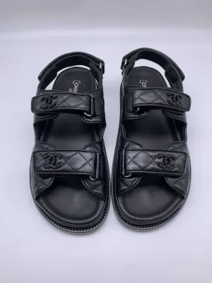 Chanel Leather CC 'Dad' Sandals (Black)