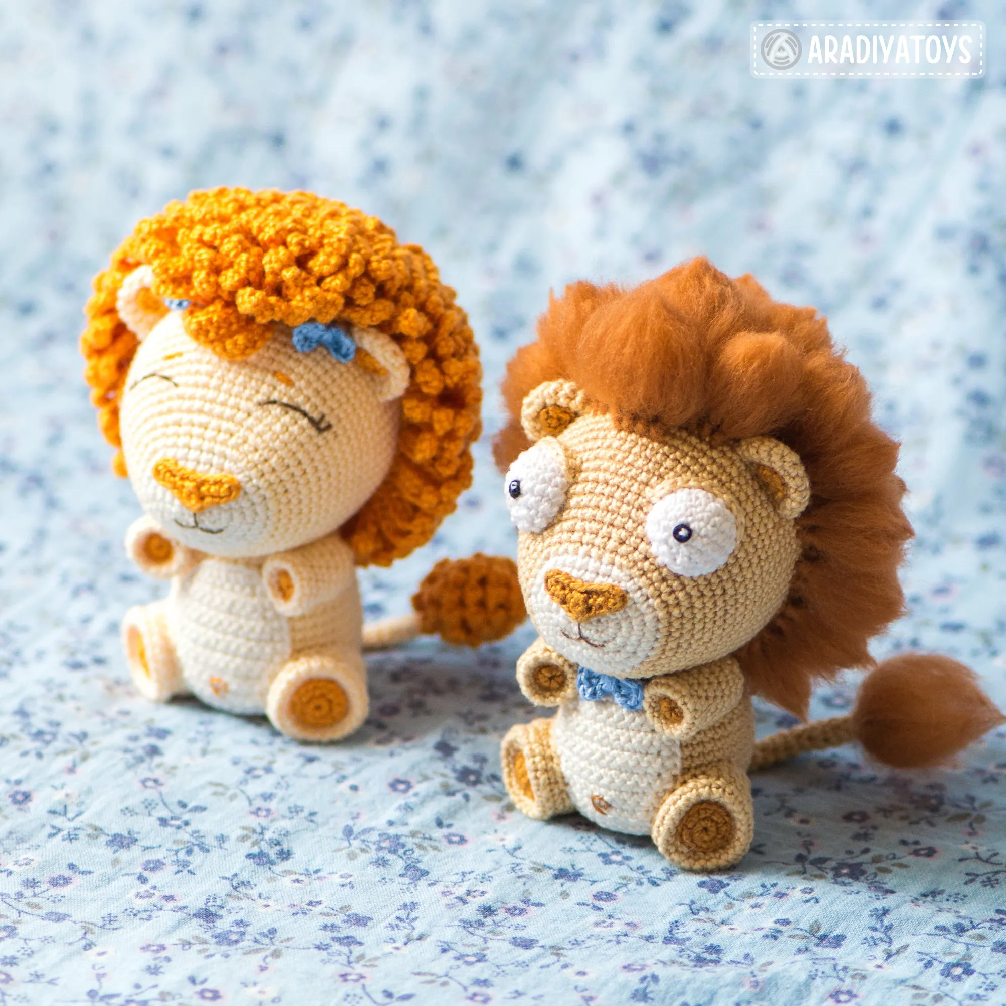 Crochet Pattern of Lion Cubs Bobby and Lily from "AradiyaToys Design" (Amigurumi tutorial PDF file) / lion crochet pattern by AradiyaToys