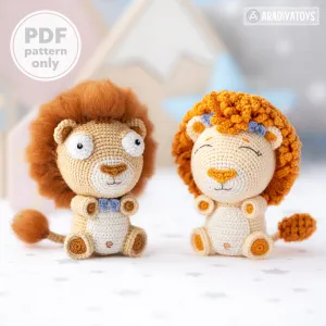 Crochet Pattern of Lion Cubs Bobby and Lily from "AradiyaToys Design" (Amigurumi tutorial PDF file) / lion crochet pattern by AradiyaToys