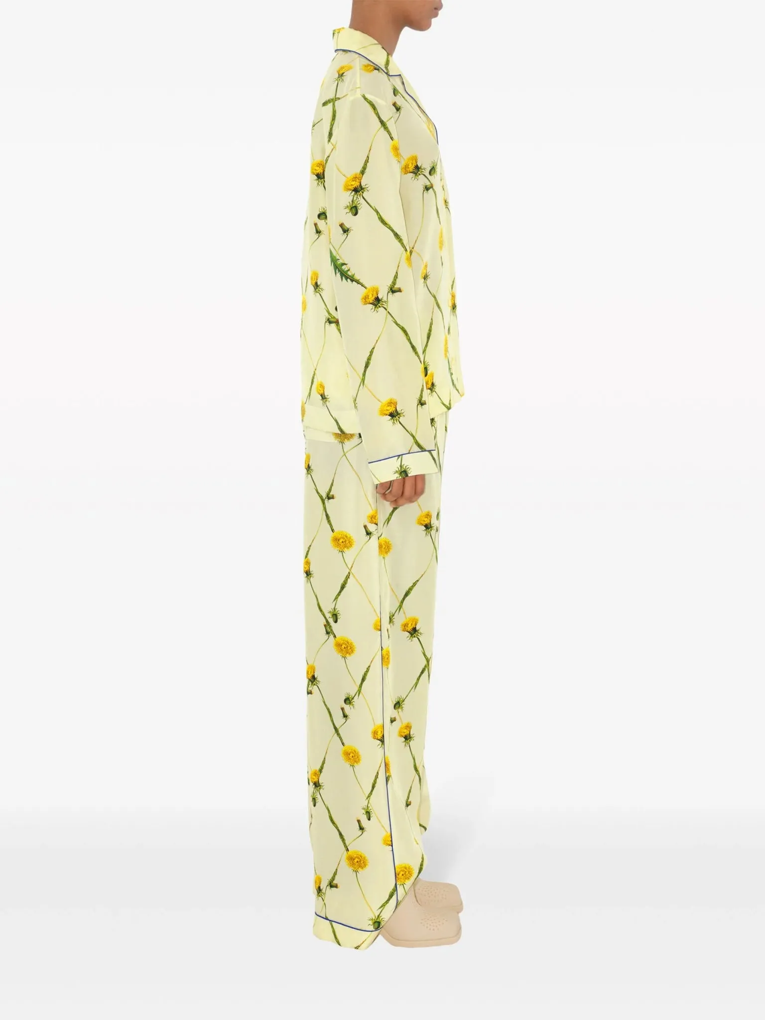 dandelion-print silk pyjama shirt