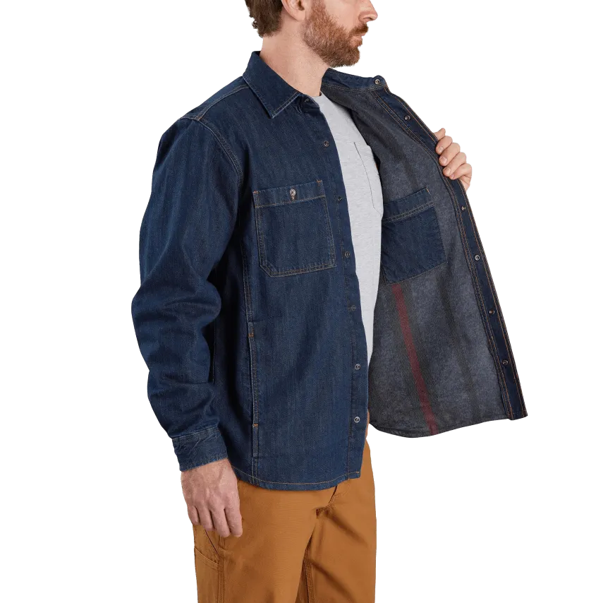 Denim Fleece Lined Snap-Front Shirt Jacket