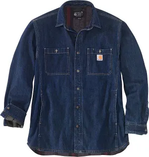 Denim Fleece Lined Snap-Front Shirt Jacket