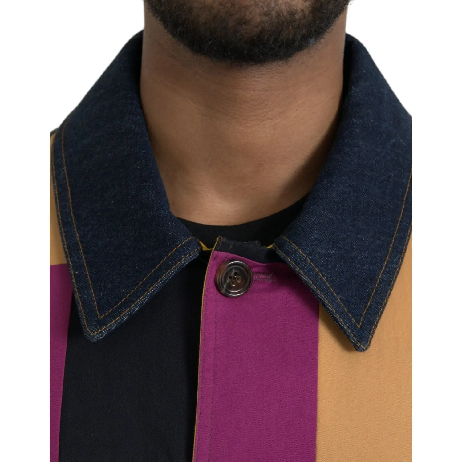 Dolce & Gabbana Multicolor Patchwork Cotton Collared Jacket