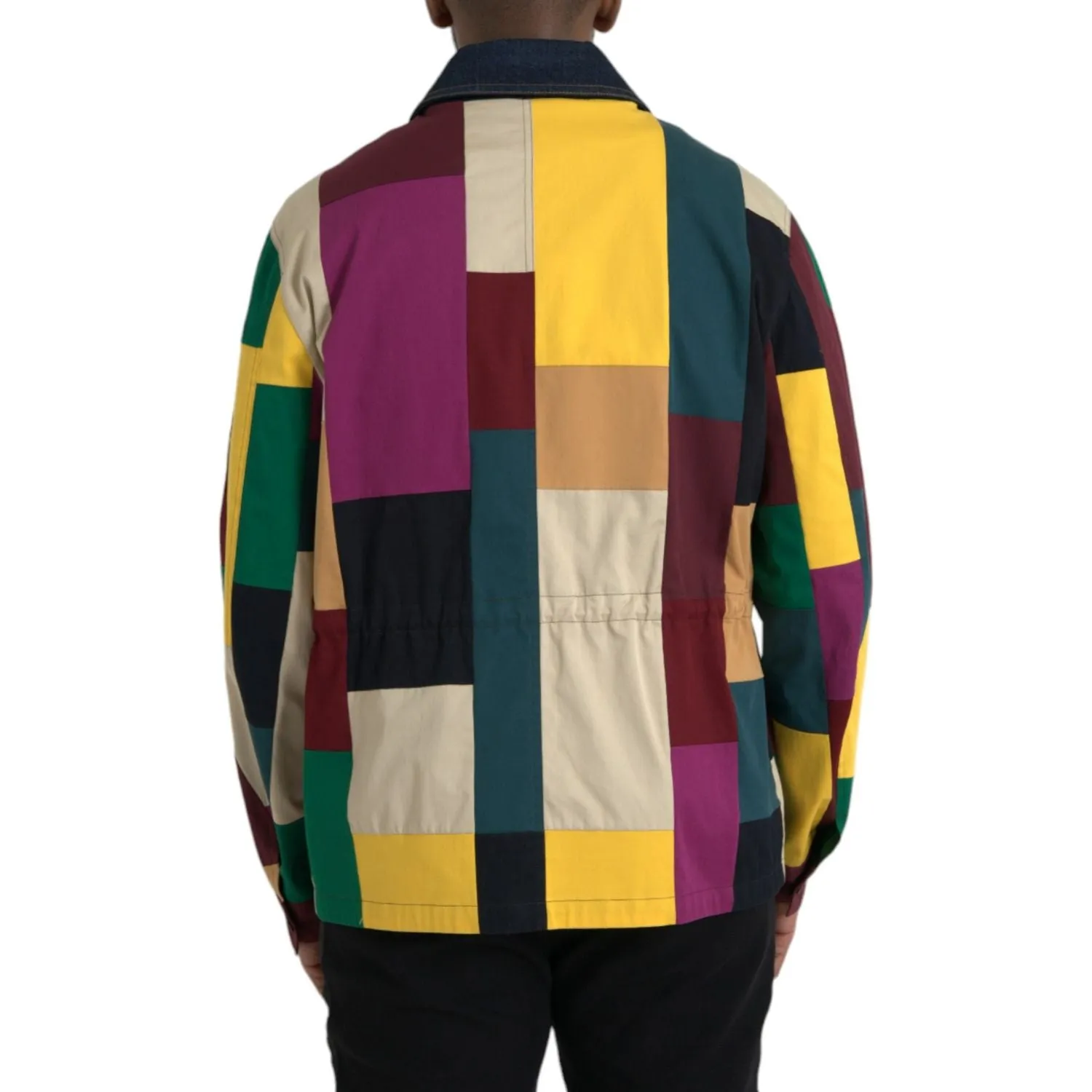 Dolce & Gabbana Multicolor Patchwork Cotton Collared Jacket