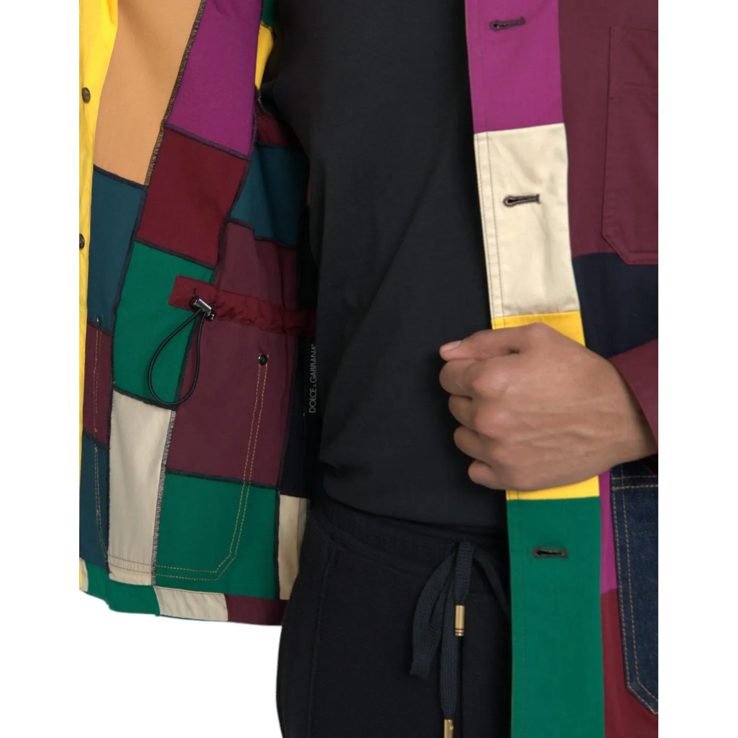 Dolce & Gabbana Multicolor Patchwork Cotton Collared Jacket