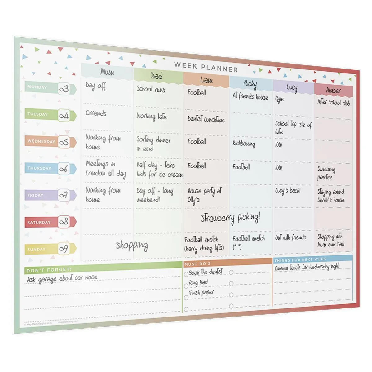 Family Week Planner - Laminated Wall Planner