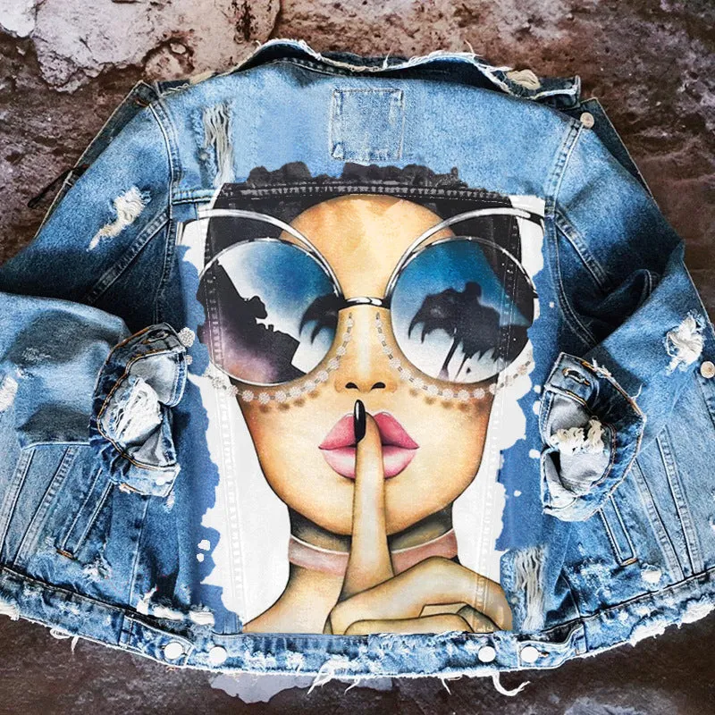 Fashion trend graffiti illustration denim jacket jacket