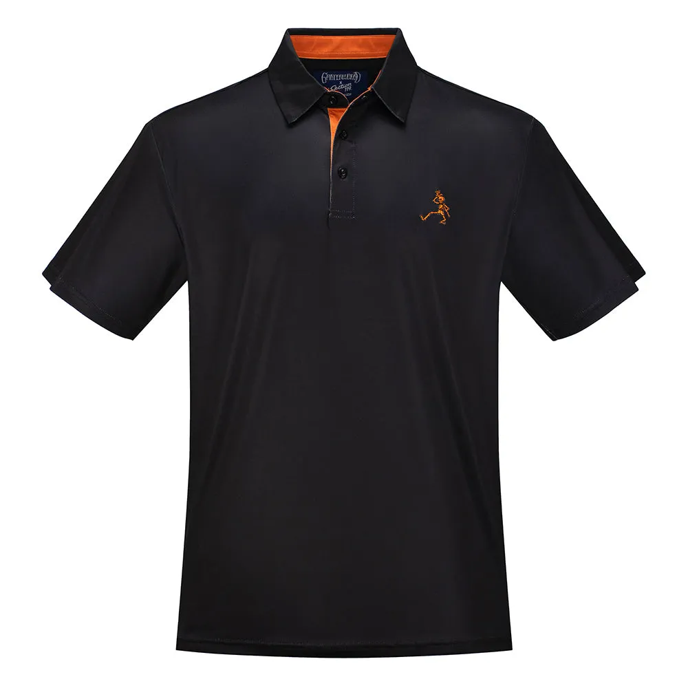 Grateful Dead | Game Day Performance Polo | Orange Skeleton and Black