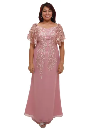 Lace Pink Premium Filipiniana Gown - Morie - ML778