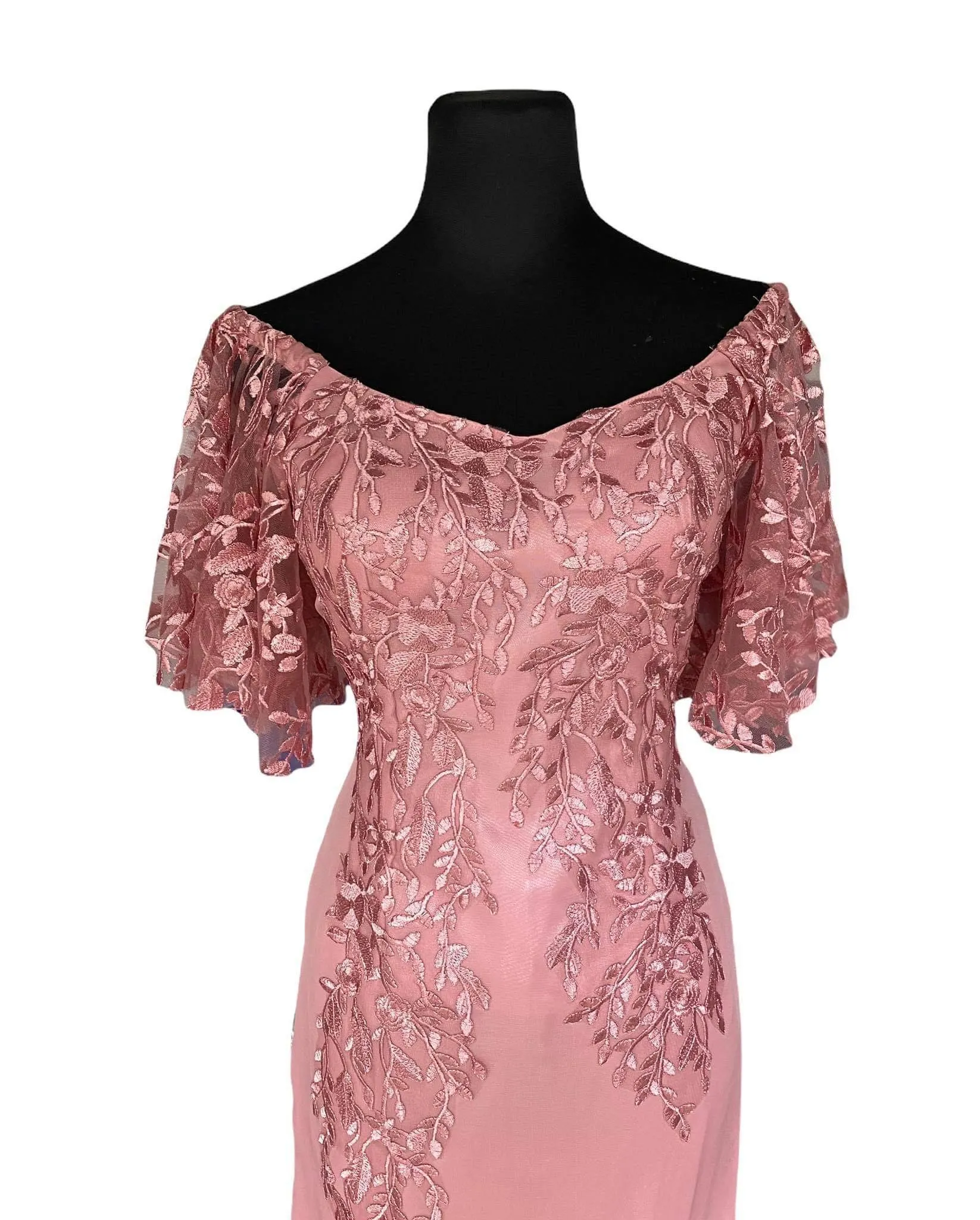 Lace Pink Premium Filipiniana Gown - Morie - ML778