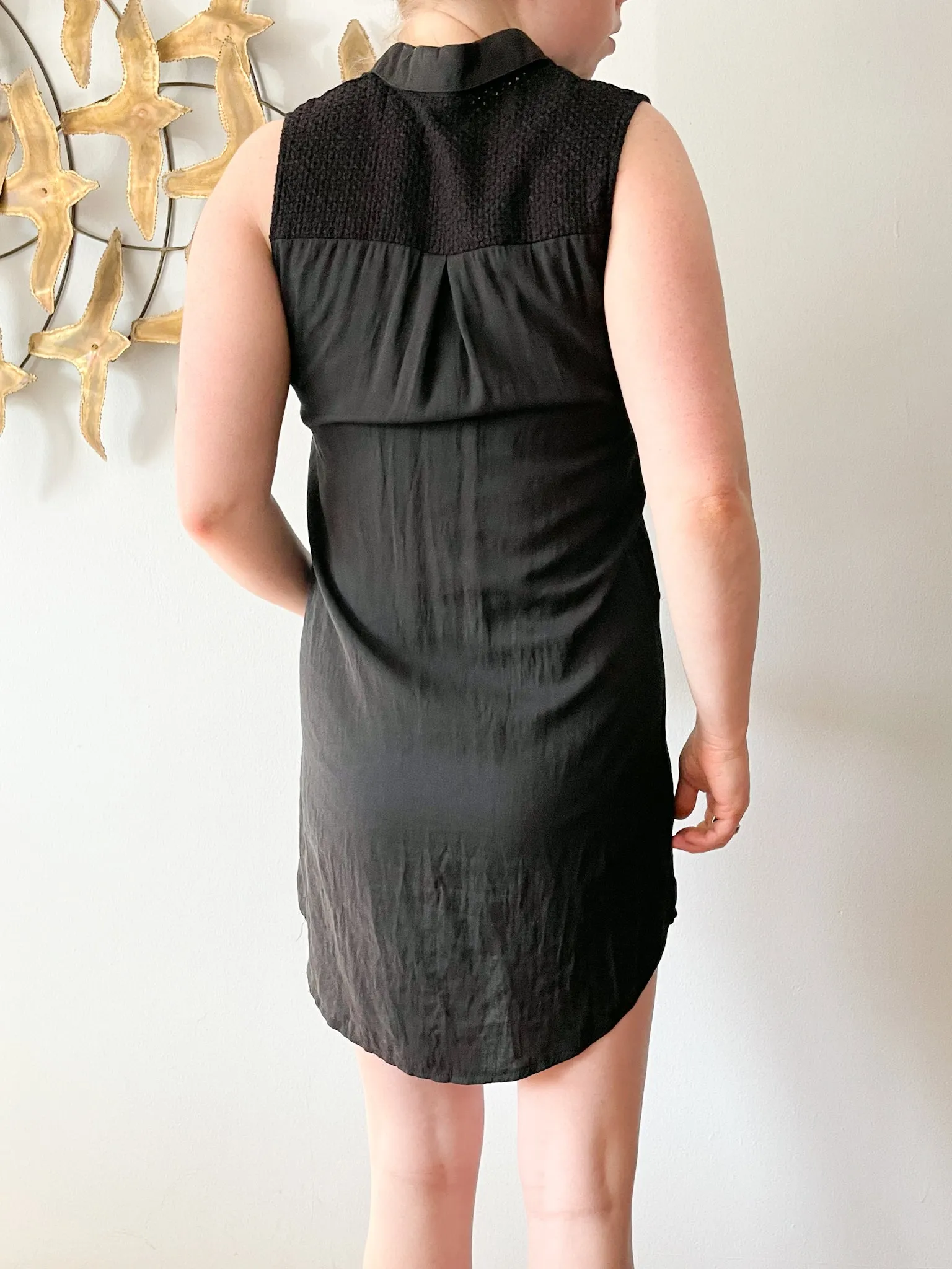 Lilibleu Black Button Down Front Sleeveless Dress / Coverup / Vest - Small