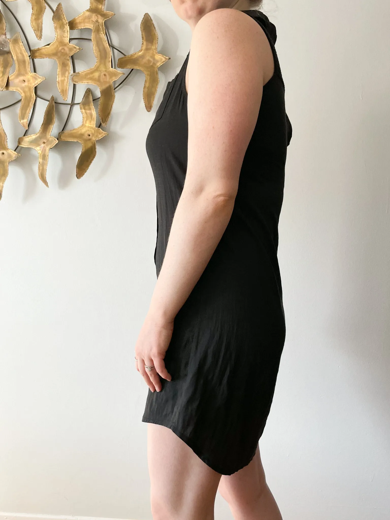 Lilibleu Black Button Down Front Sleeveless Dress / Coverup / Vest - Small