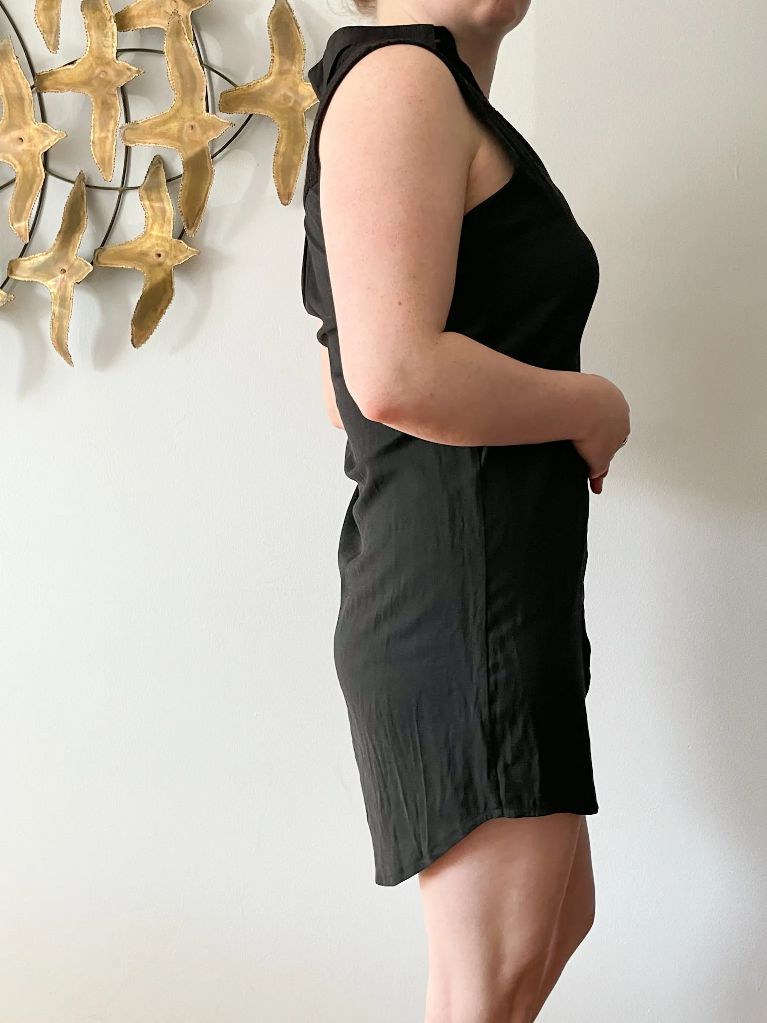 Lilibleu Black Button Down Front Sleeveless Dress / Coverup / Vest - Small