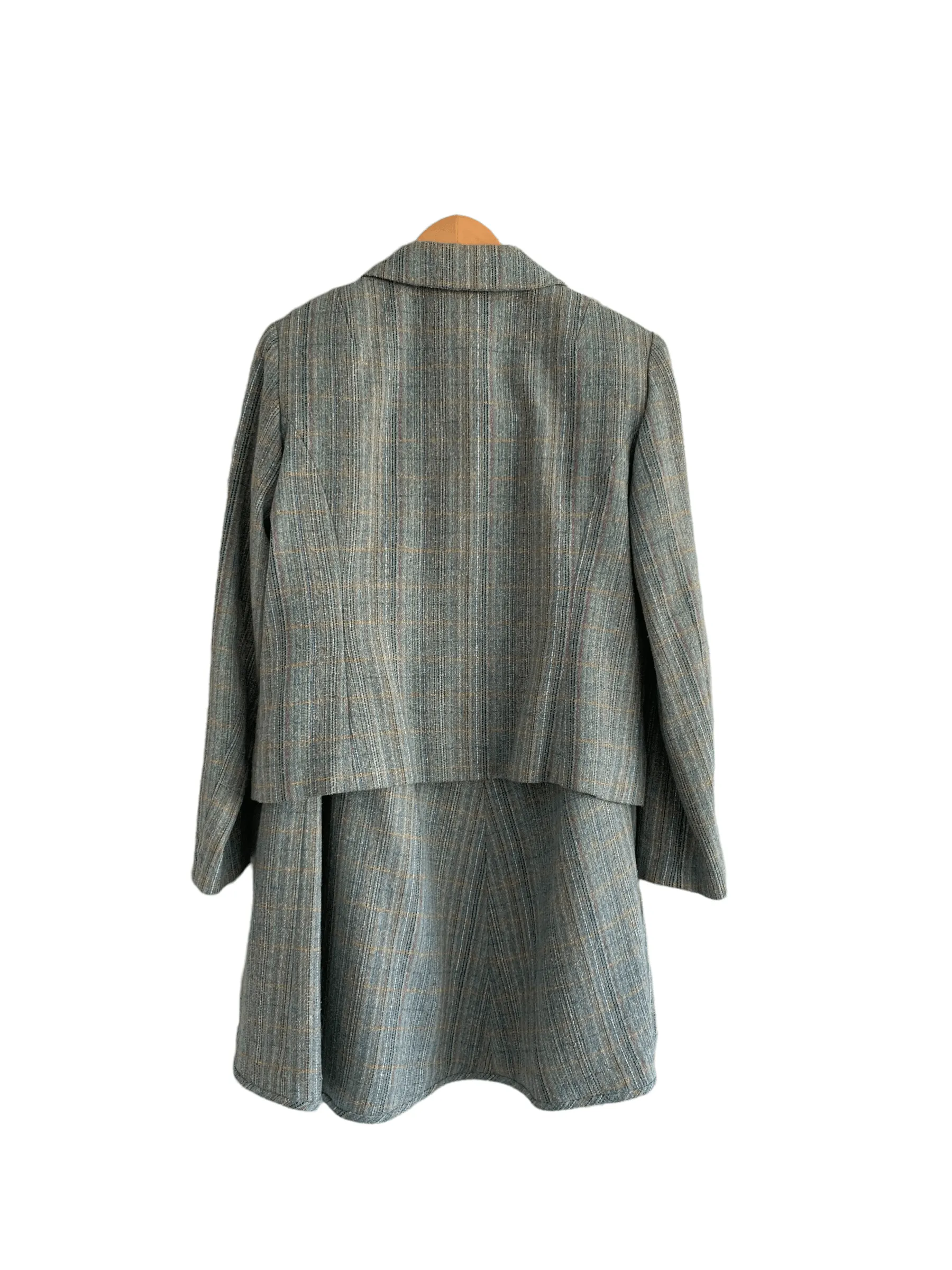 McNutt Hand Crafted Irish Silk and Wool Skirt Suit Green UK Size M/L