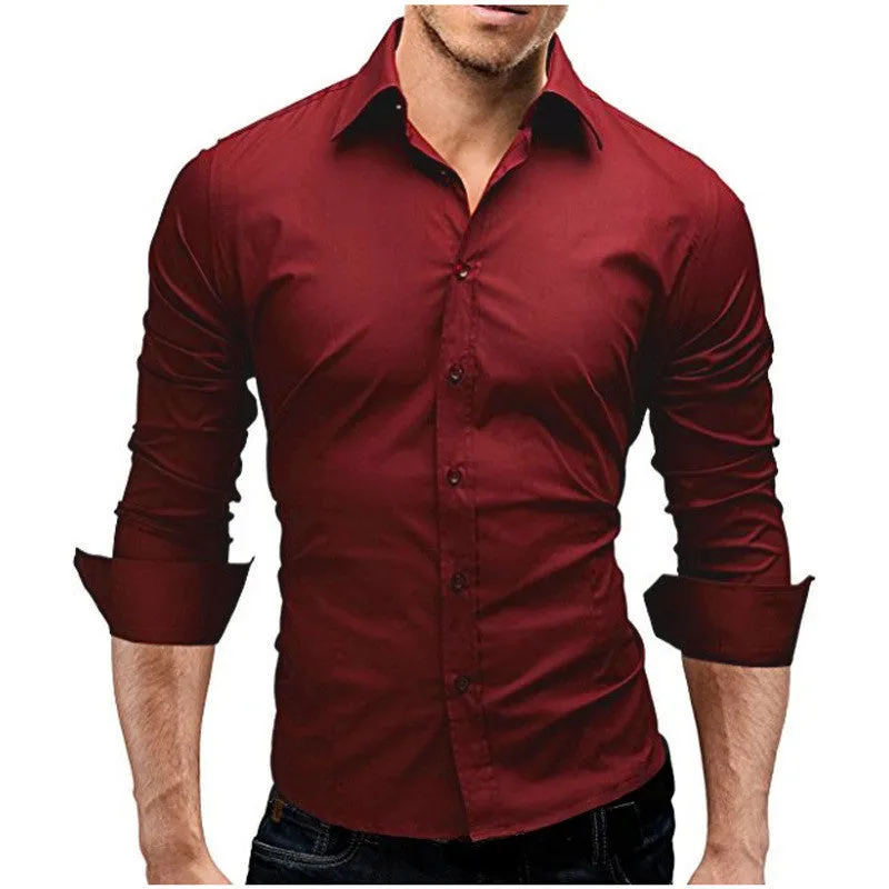 Men Slim Cotton Fitted Dress Shirts for Men Cotton Long Sleeve Button Shirt Wrinkle Free Stretch Top Business Work Formal Shirt  8