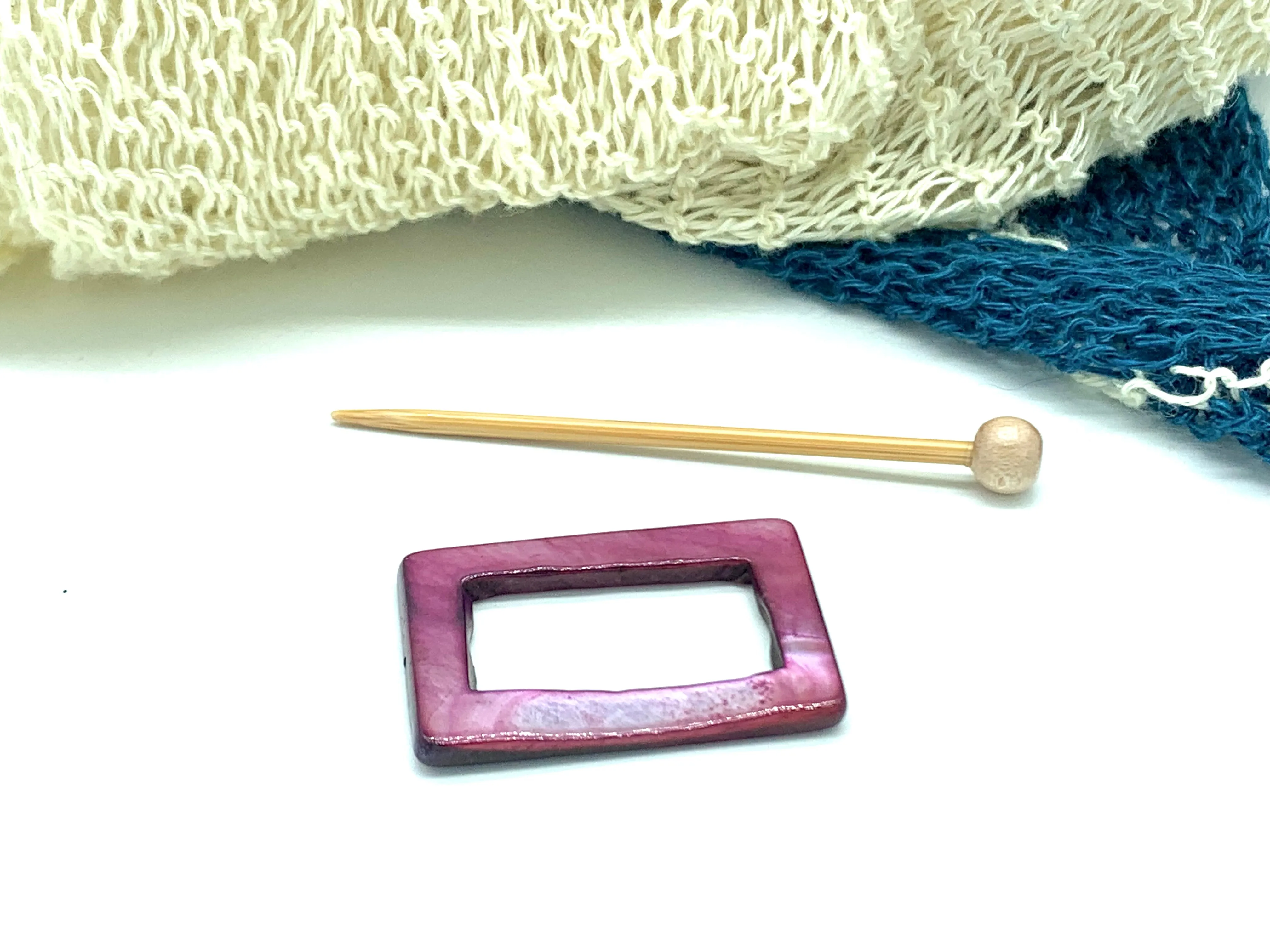 Mother of Pearl Rectangular Shawl Pin "Advert"