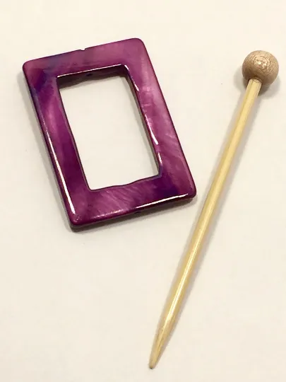 Mother of Pearl Rectangular Shawl Pin "Advert"