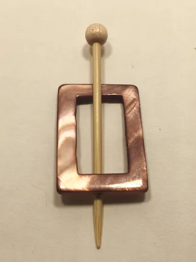 Mother of Pearl Rectangular Shawl Pin "Raspberry Flat"