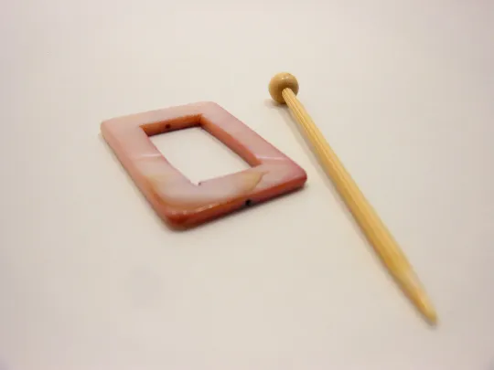 Mother of Pearl Rectangular Shawl Pin "Rose Mallow"