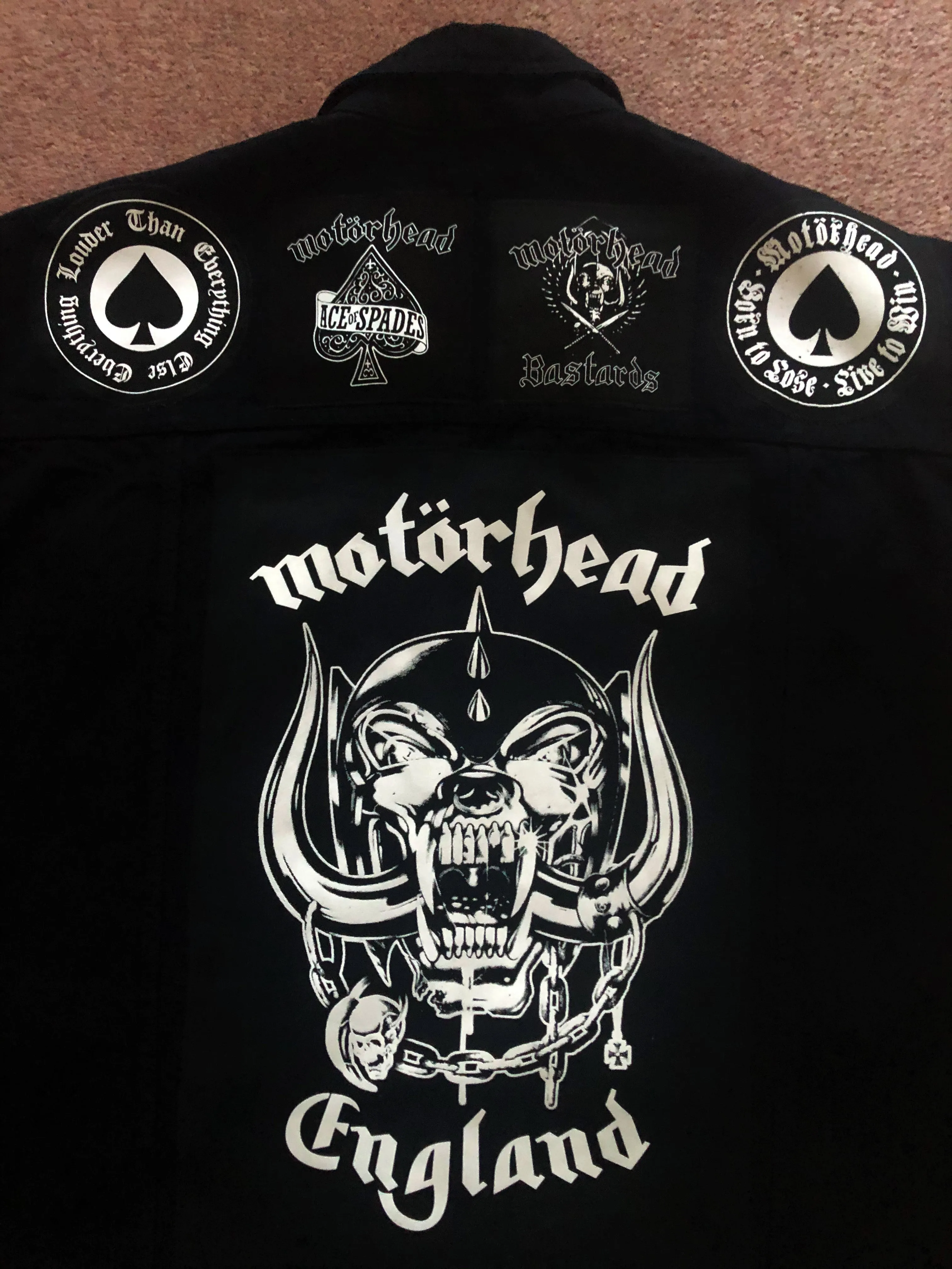 Motörhead Road Crew Denim Vest Cut-Off Battle Jacket Born To Lose Live To Win Ace Of Spades