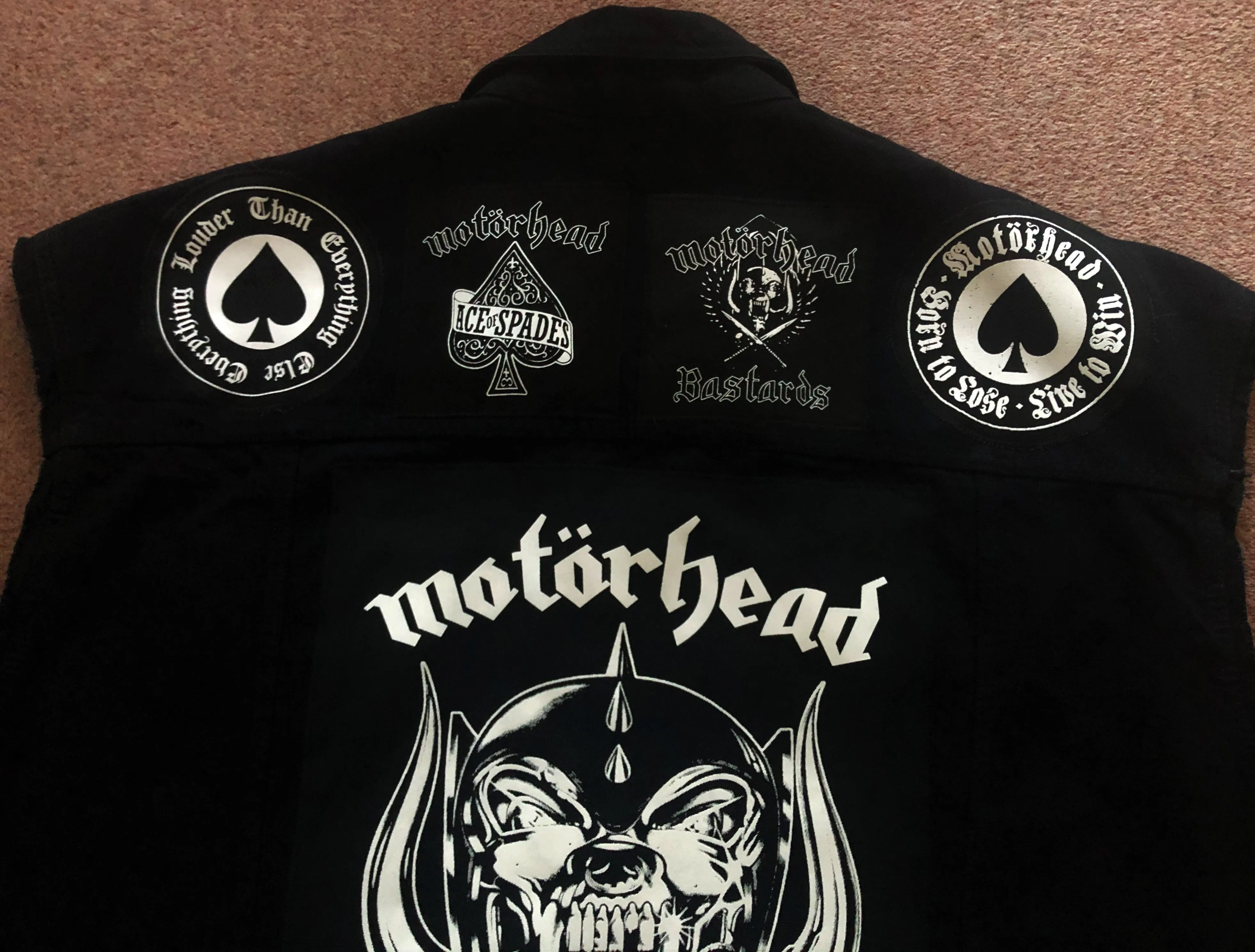 Motörhead Road Crew Denim Vest Cut-Off Battle Jacket Born To Lose Live To Win Ace Of Spades