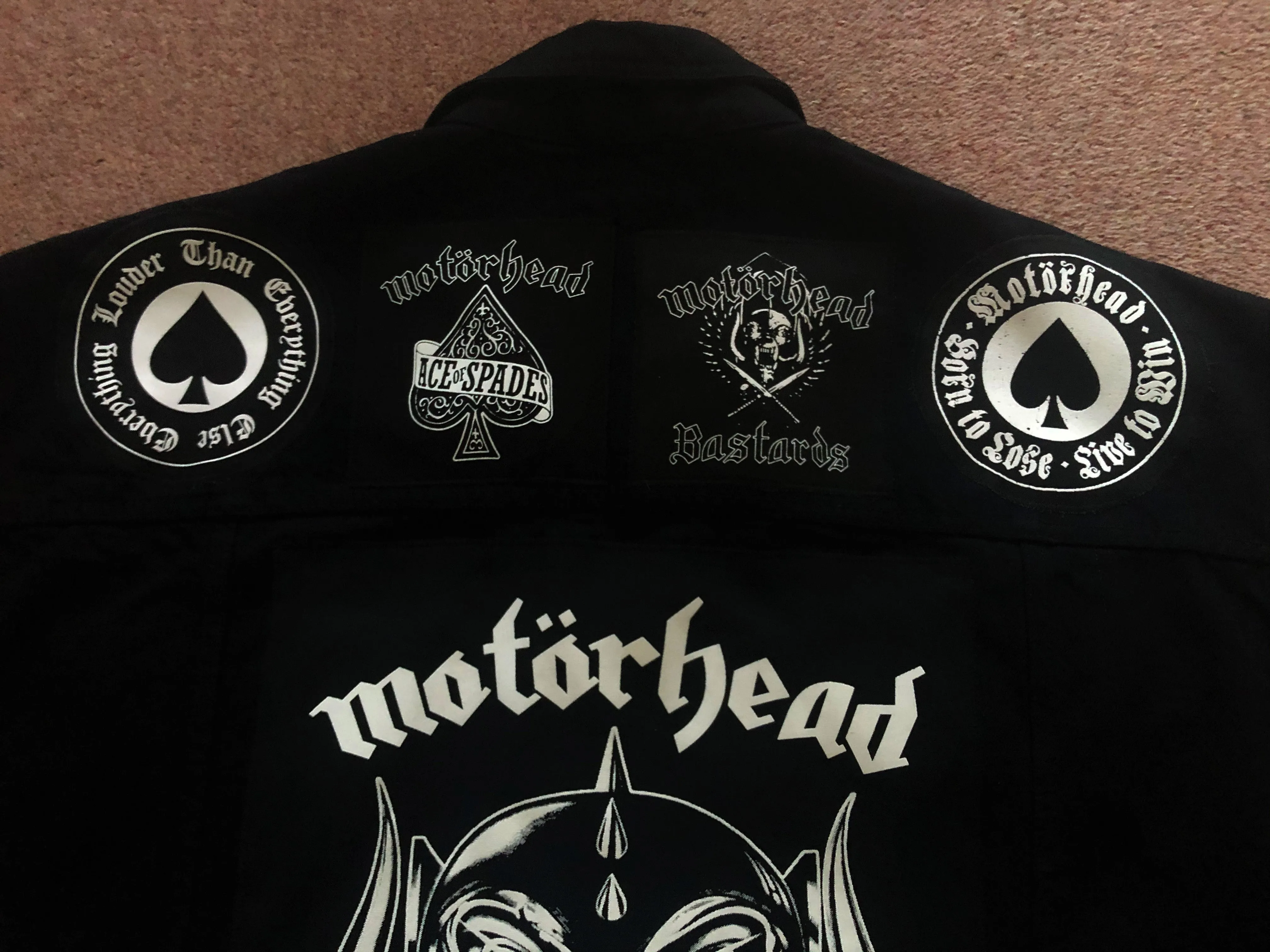 Motörhead Road Crew Denim Vest Cut-Off Battle Jacket Born To Lose Live To Win Ace Of Spades