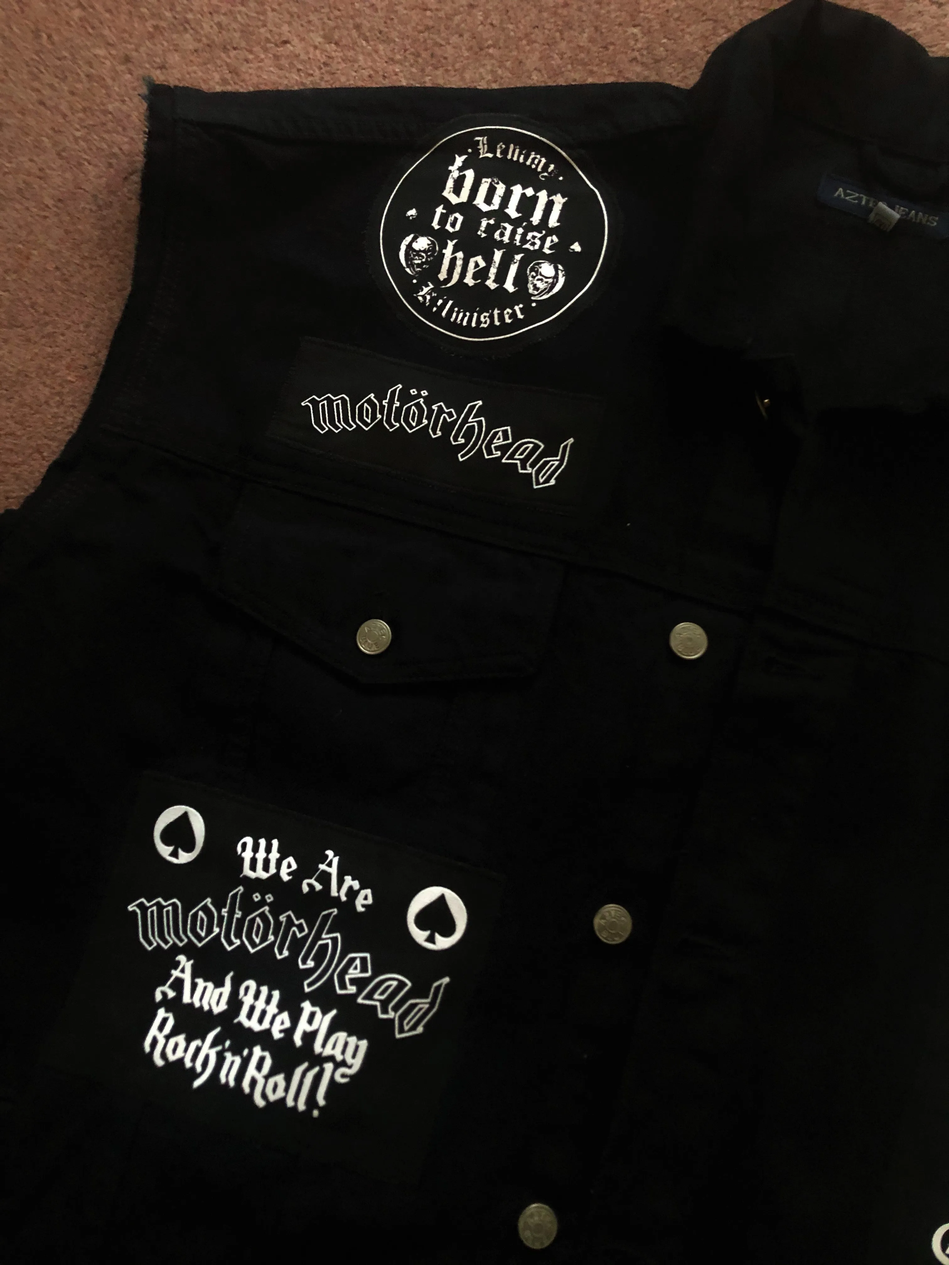 Motörhead Road Crew Denim Vest Cut-Off Battle Jacket Born To Lose Live To Win Ace Of Spades